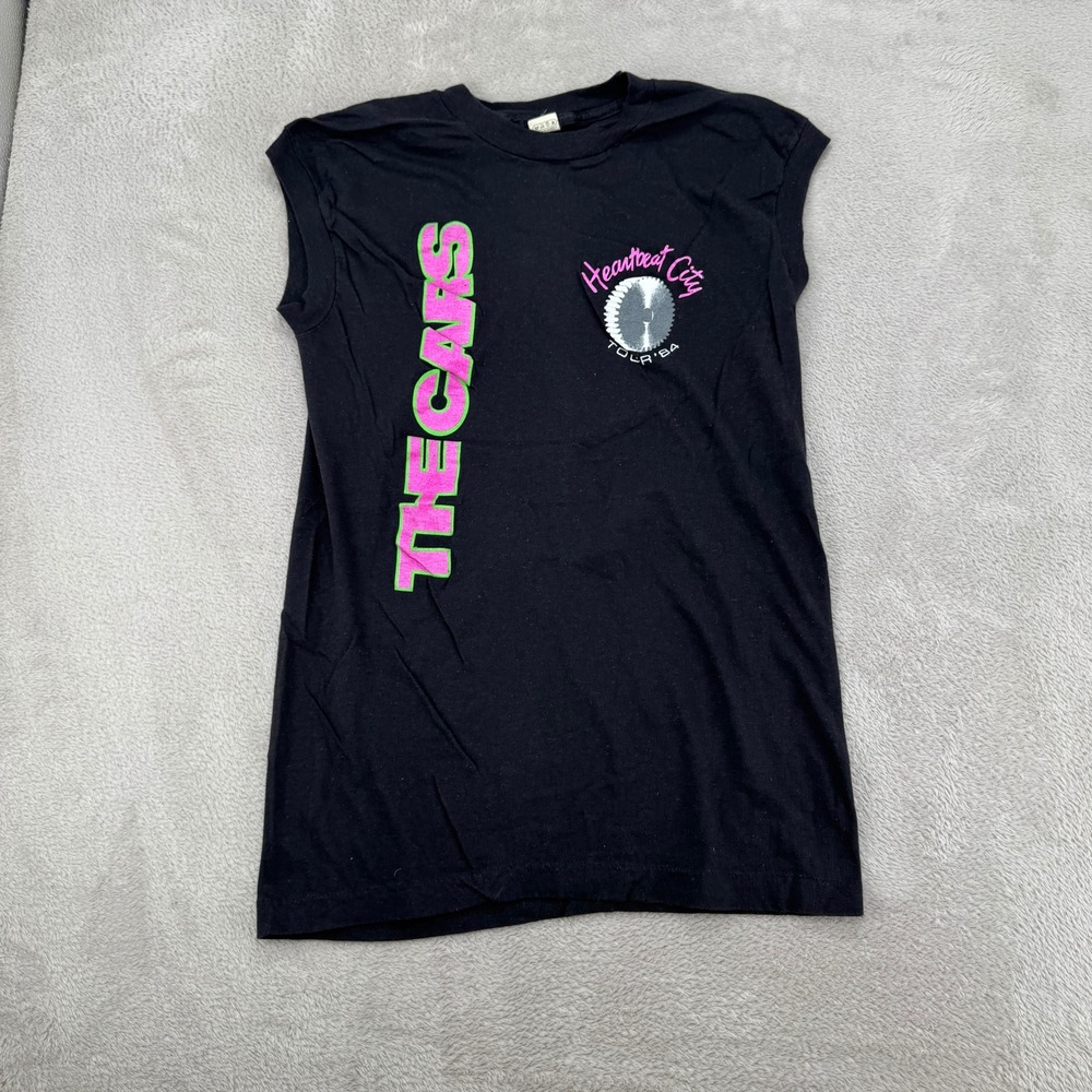 VTG 80s Screen Starts The Cars Heartbeat City Tour Tank Top Shirt Mens L Black